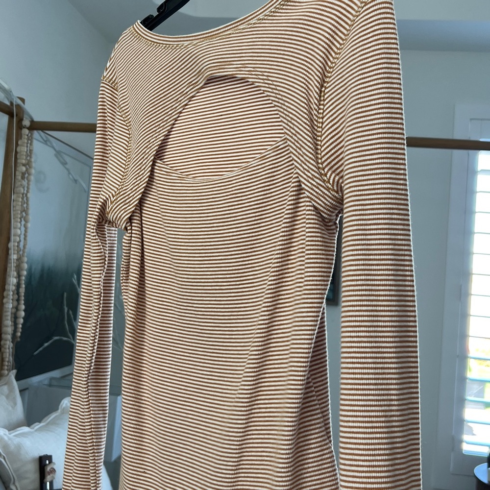 Buffalo David Bitton Beige Striped Long Sleeve Tee
